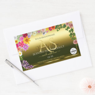 Floral Gold Product Packaging Labels Monogram Logo