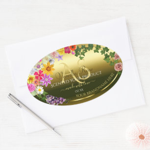 Floral Gold Product Packaging Labels with Monogram