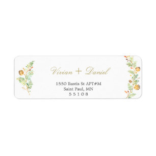 Floral Gold Return Address Labels
