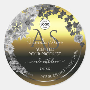 Floral Gold Silver Product Labels Monogram Logo