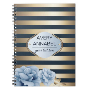 Floral Gold Stripe design Notebook
