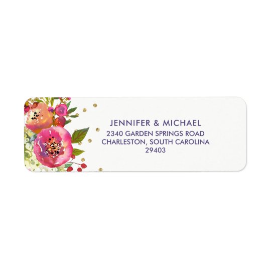 Floral Gold | Watercolor Wedding Return Address Label