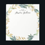 Floral Gold Wreath Personalised Notepad Stationery<br><div class="desc">More pretty Notepads in the Little Bayleigh Store!</div>