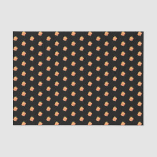 Floral Golden Orange Vintage Rose Pattern on Black Tissue Paper