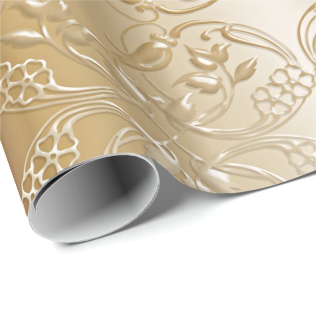 floral golden pattern wrapping paper (Roll Corner)