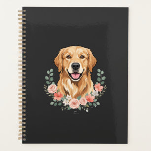 Floral Golden Retriever Dog Portrait Sublimation Planner