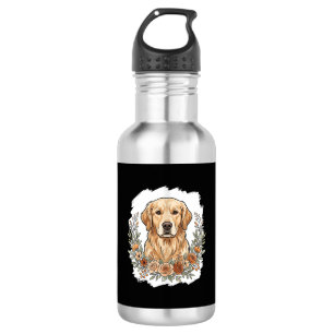 Floral Golden Retriever Sublimation 532 Ml Water Bottle