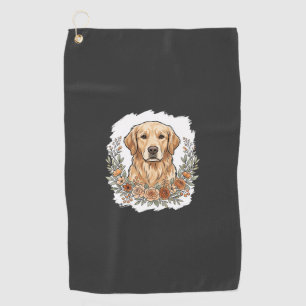 Floral Golden Retriever Sublimation Golf Towel