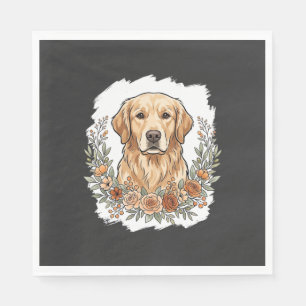 Floral Golden Retriever Sublimation Napkin