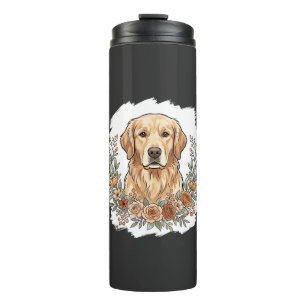 Floral Golden Retriever Sublimation Thermal Tumbler