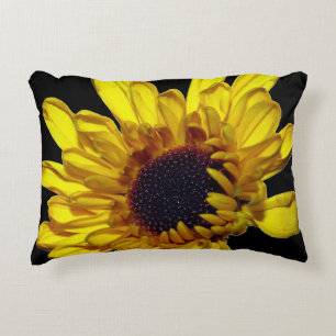 Floral Golden Yellow Black Abstract Artsy Decor Decorative Cushion