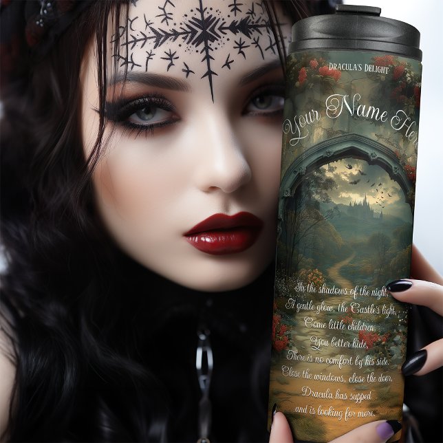 Floral Gothic Arch with Dracula's Castle Thermal Tumbler (Creator Uploaded)