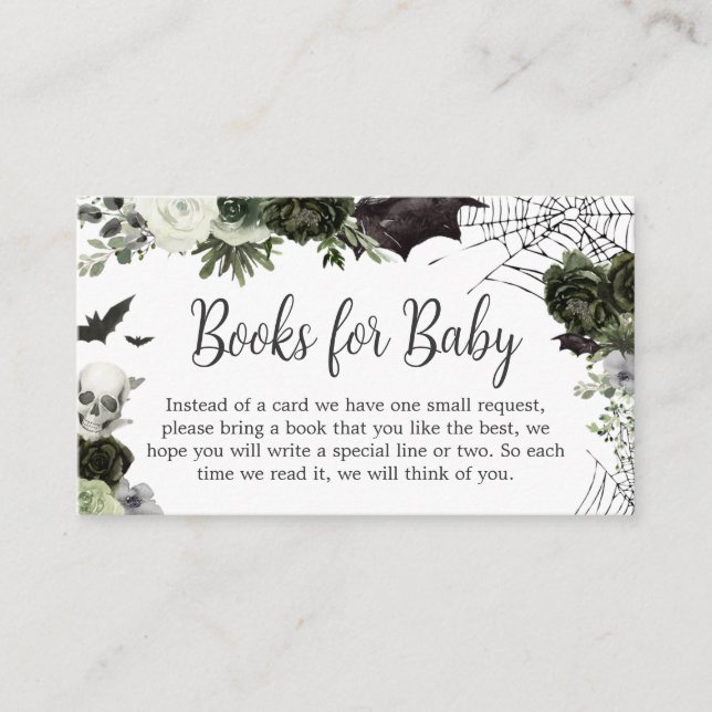 Floral Gothic Baby Shower Books for Baby Enclosure Card (Front)