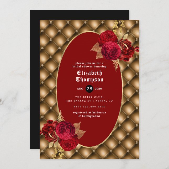 Floral Gothic Bridal Shower Invitation (Front/Back)