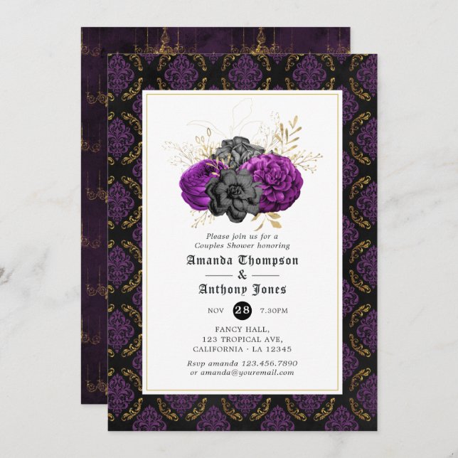 Floral Gothic Couples Shower Invitation (Front/Back)