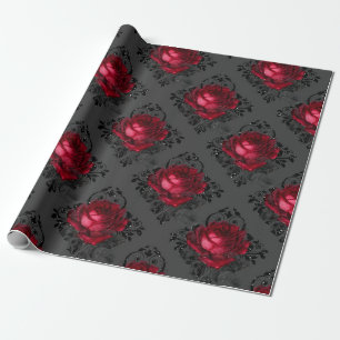 Floral Gothic Grunge Christmas Pattern Wrapping Paper