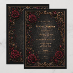 Floral Gothic Halloween Bridal Shower invitation