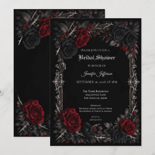 Floral Gothic Halloween Bridal Shower invitation