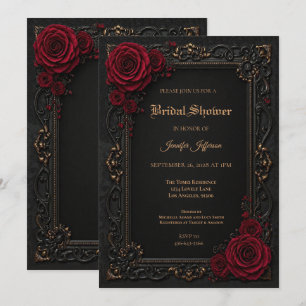Floral Gothic Halloween Bridal Shower invitation
