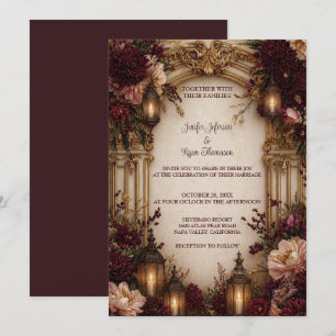 Floral Gothic Halloween Wedding Invitation