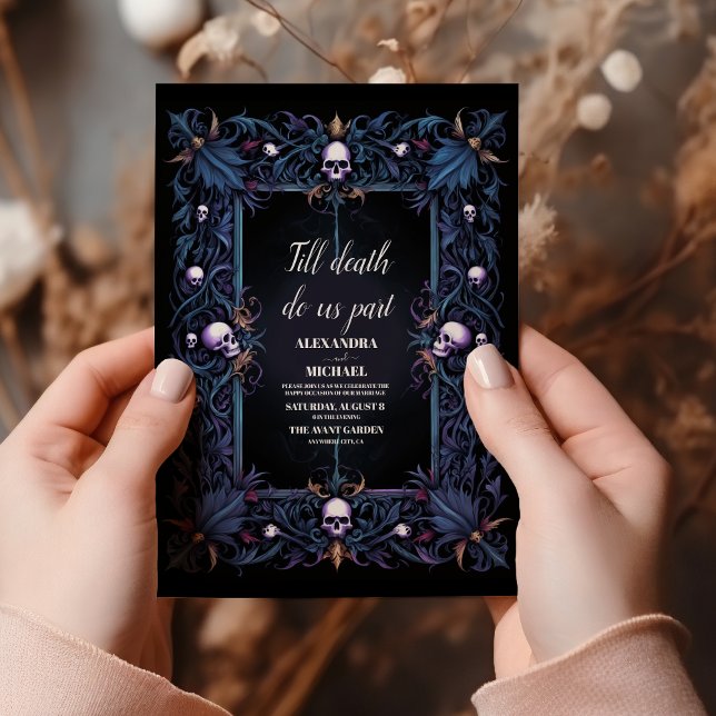 Floral Gothic Halloween Wedding Invitation (Creator Uploaded)