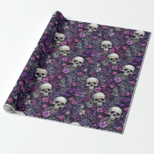 Floral Gothic Halloween Wrapping Paper
