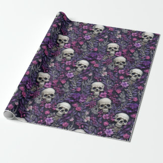 Floral Gothic Halloween Wrapping Paper