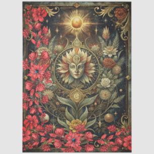 Floral Gothic Tarot Reader's Card Abstract Collage Tissue Paper