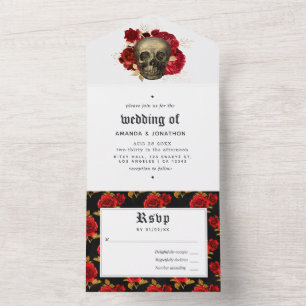 Floral Gothic Wedding All In One Invitation