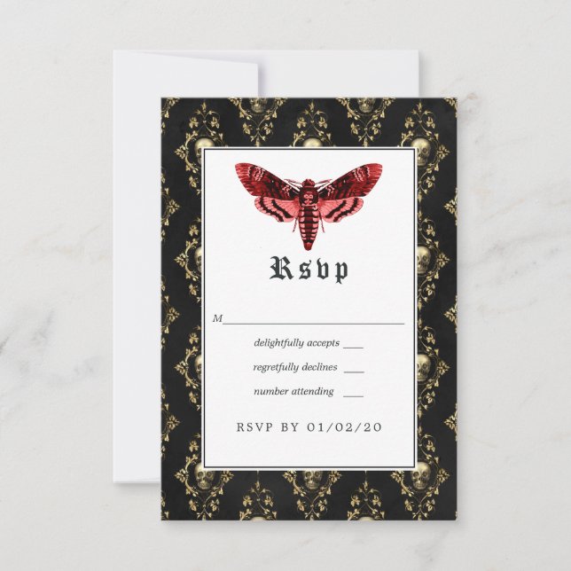 Floral Gothic Wedding RSVP Card (Front)