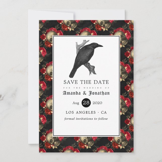 Floral Gothic Wedding Save The Date (Front)