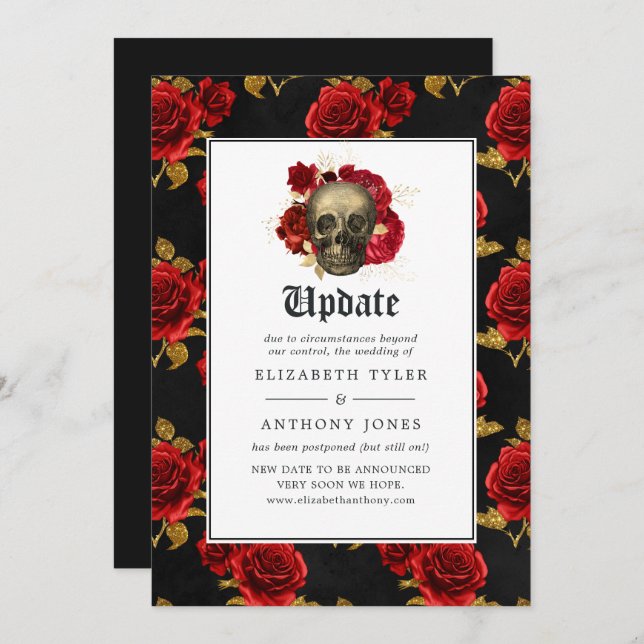 Floral Gothic Wedding Update Invitation (Front/Back)