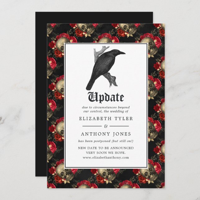 Floral Gothic Wedding Update Invitation (Front/Back)