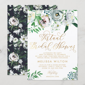 Floral Gouache Boho Flower Virtual Bridal Shower Invitation