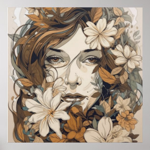 Floral Grace: Line Art Elegance Poster