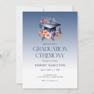Floral Grad Hat Graduation Ceremony Invitation