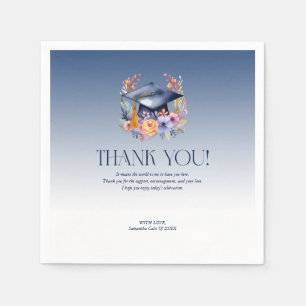 Floral Grad Hat Thank You Card Napkin