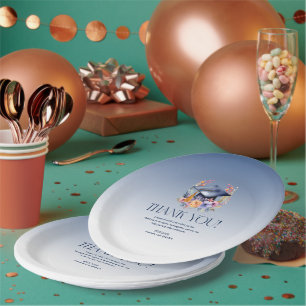 Floral Grad Hat Thank You Card Paper Plate