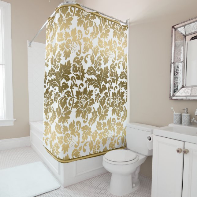 Floral Gradient Damask Shower Curtain (In Situ)