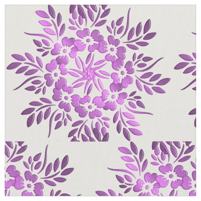 Floral gradient violet Mandala Fabric (Close Up)