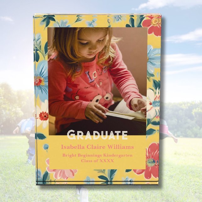 Floral Graduation Gifts for Kindergarteners Girls Photo Block (Floral Graduation Gifts for Kindergarteners Girls)