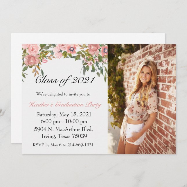 Floral Graduation Invitation (Front/Back)