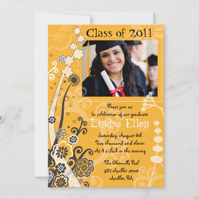 Floral Graduation Invite Invitation Class of 2012 (Front)