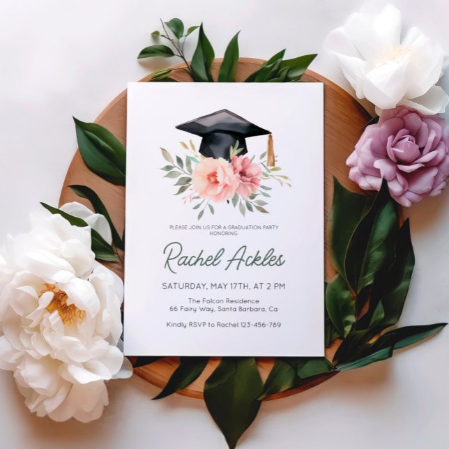 Floral Graduation Party Invitation, Girl Grad Invitation (Creator Uploaded)