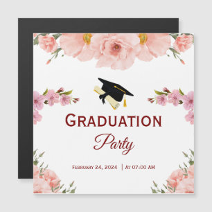 Floral Graduation Party Magnetic Card