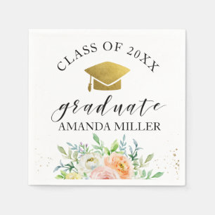 Floral Graduation Party paper napkins