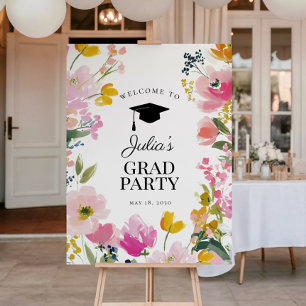 Floral Graduation Party Welcome Sign