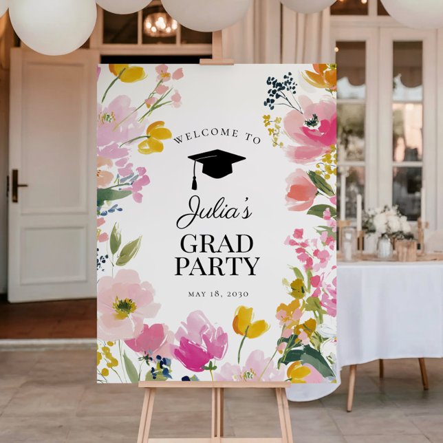 Floral Graduation Party Welcome Sign (Creator Uploaded)