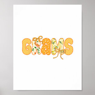 Floral Grams Coquette Bow Thanksgiving Day Fall Au Poster