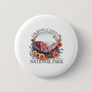 Floral Grand Canyon National Park Hiking Camping O 6 Cm Round Badge
